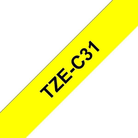 Brother TZe-C31 Етикетен Филм 5м x 12мм в Жълт Цвят Съвместима с Brother TZe/TZ