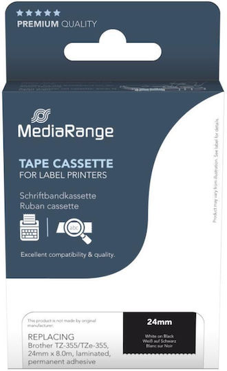 MediaRange Etikettenband 8m x 24mm in Schwarz Farbe 1Stück