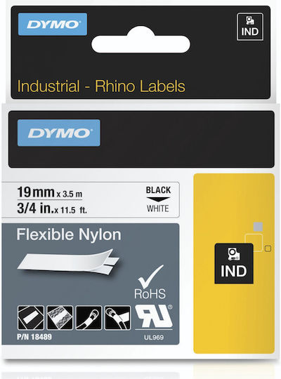 Dymo 18489 Ταινία Ετικετογράφου 3.5m x 19mm σε Λευκό Χρώμα Συμβατή με Dymo D1, Dymo Rhino/IND