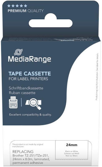 MediaRange Ταινία Ετικετογράφου 8m x 24mm σε Λευκό Χρώμα