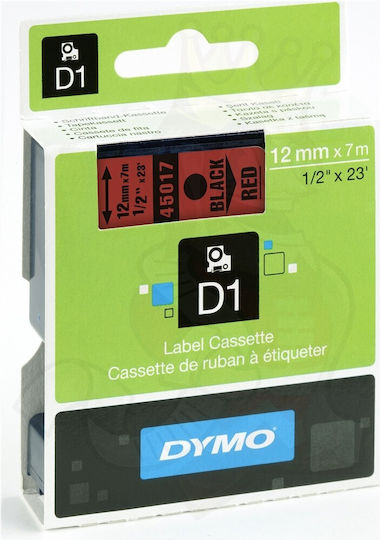 Dymo Etikettendrucker-Band 7m x 12mm in Rote Farbe Kompatibel mit Dymo D1 Dymo Rhino/IND