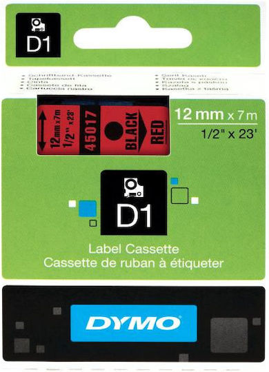 Dymo Etikettendrucker-Band 7m x 12mm in Rote Farbe Kompatibel mit Dymo D1 Dymo Rhino/IND