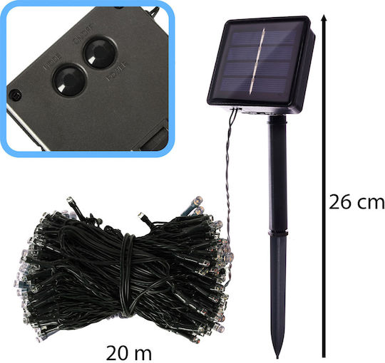 200 Lights LED 20m. Multicolor Solar in String 1pcs