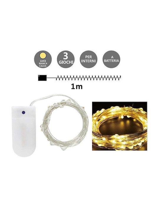 10 Lights LED 1m. Warm White Battery in String 1pcs