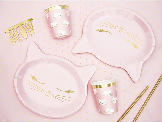 PartyDeco Kitten Plate for Party 6pcs