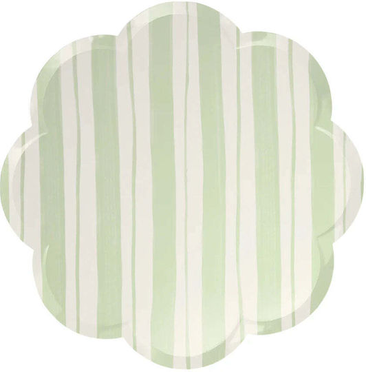 Meri Meri Γλυκού Ticking Stripe Πιάτο για Party 8τμχ