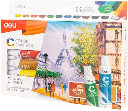 Deli Acrylic Color Emotion Acrylic Paint Set in Mehrfarbig color 12ml 12Stück