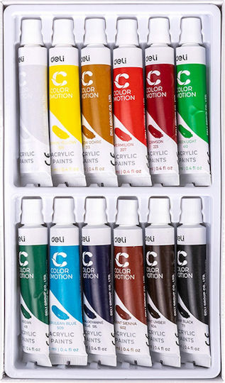 Deli Acrylic Color Emotion Acrylic Paint Set in Mehrfarbig color 12ml 12Stück
