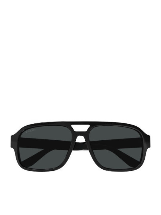 Gucci Men's Sunglasses with Beige Plastic Frame and Gray Lens