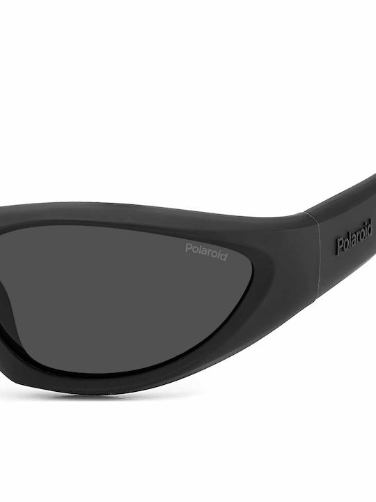 Polaroid Unisex Sunglasses with Black Horn-Rimmed Frame and Grey Lens pld2165/s 003/M9