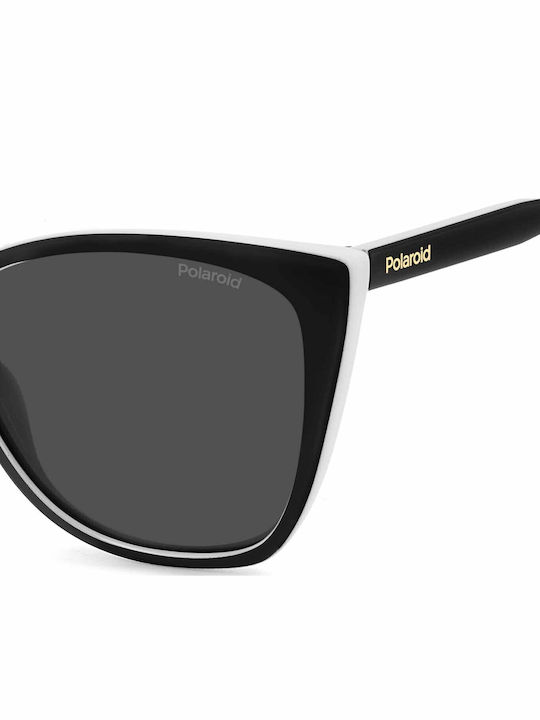 Polaroid Women's Sunglasses with Black Horn-Rimmed Frame and Grey Lens PLD4181/S 80S/M9