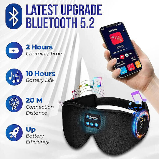 Earldom Masca de somn cu căști Bluetooth încorporate Negru