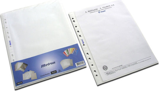 Metron Plastic Sleeves for Documents A4 with Holes and Reinforcement 10pcs