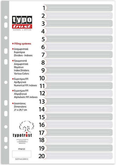Typotrust Plastic Indexes for Documents