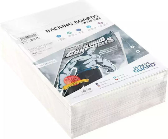 Ultimate Guard Plastic Binder Sheets for Comics 100 Pieces Backing Boards Silver Size (178x266mm)