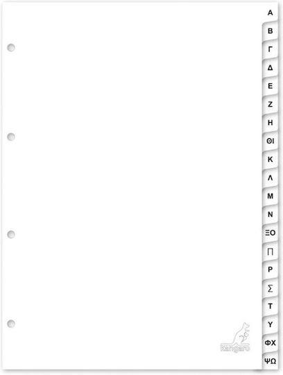 Kangaro Plastic Indexes for Documents A4 with Holes 20pcs A-Z Latin