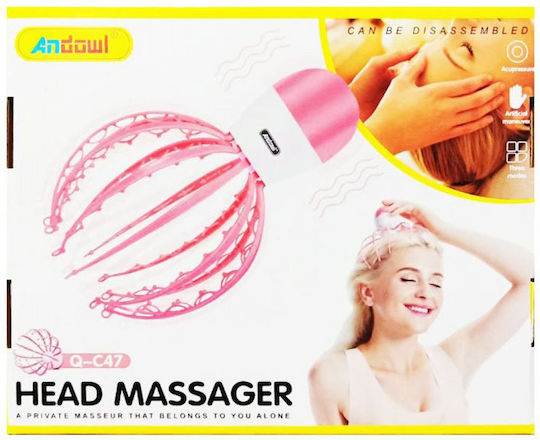 Andowl Qc47 Massage Device Acupressure for the Head Pink