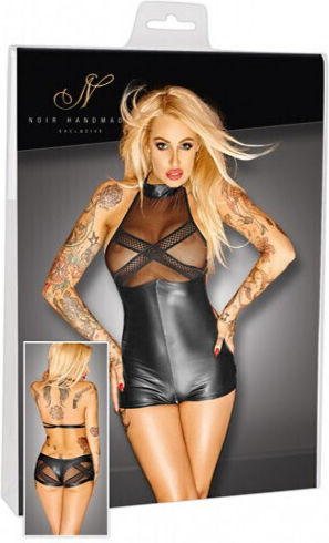 Noir Handmade Body Wetlook Cu Deschidere Cu Fermoar Body-uri Negre