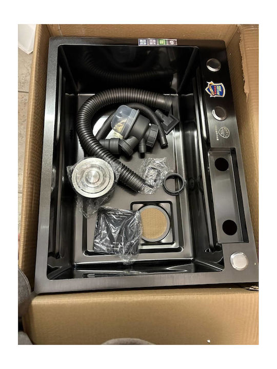 Επικαθήμενος Νεροχύτης Inox Μ60xΠ45cm Μαύρος