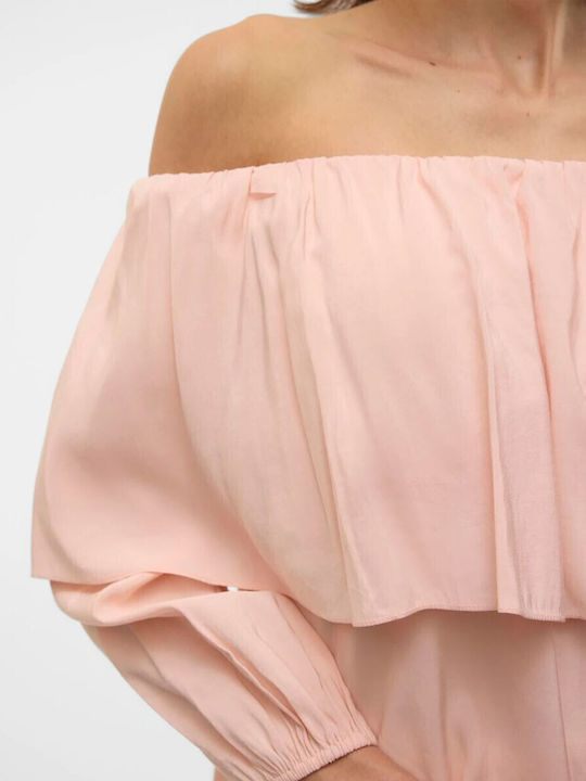 Aware Γυναικεία Μπλούζα Off-Shoulder Μακρυμάνικη Σομόν