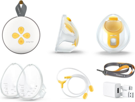Medela Swing Maxi Freisprechgerät Tragbares Doppeltes Milchpumpe Strom Transparent 150ml