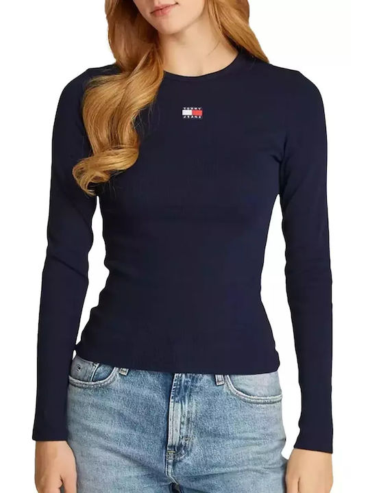 Дамска Памучна Блуза с Дълъг Ръкав Тъмносин Dark Night Navy
