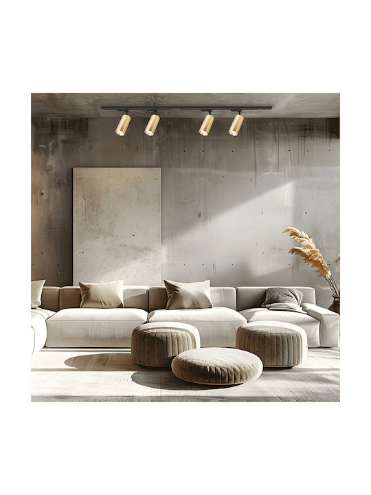 Eko Light Spot with 4 Lights and with Socket GU10 in Gold Color