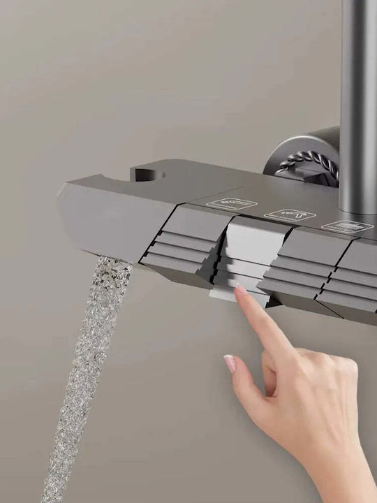Wallex Hydroflow Регулируема Колона За Душ със Смесител 115см Сива