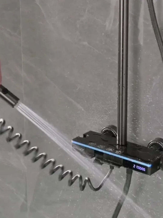 Wallex Adjustable Shower Column with Mixer 145cm Gray