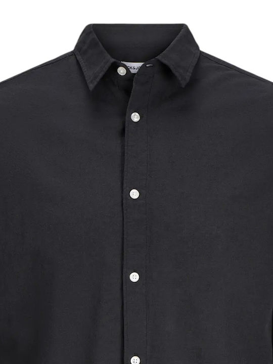 Long-sleeved Linen Shirt Black