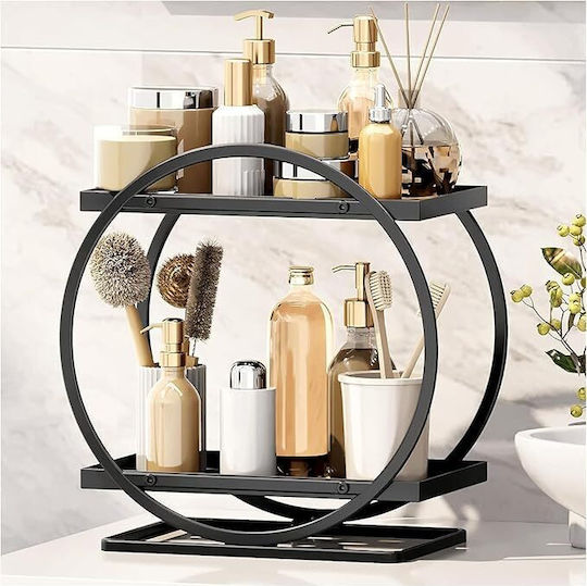 Floor Bathroom Shelf Metallic 27.6x28.6x15.3cm Black