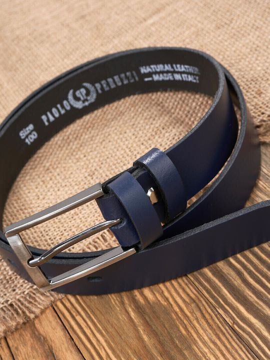 Herren Gürtel Leder Marineblau