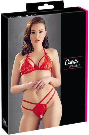 Sexy Zweiteiliges Set Elastische Spitze Rot