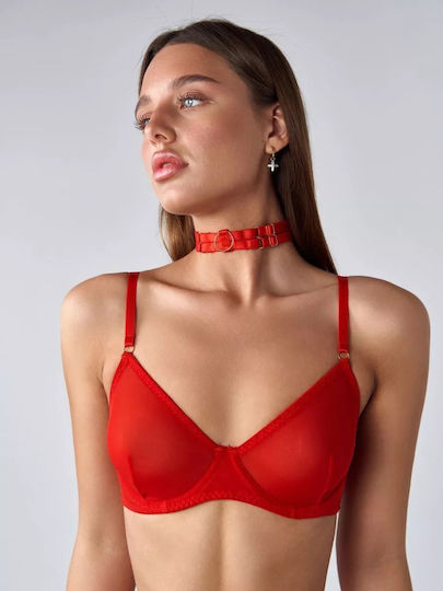 La Lolita Amsterdam Sexy Σετ Εσωρούχων με Διαφάνεια & Ζαρτιέρες Κόκκινο 6τμχ