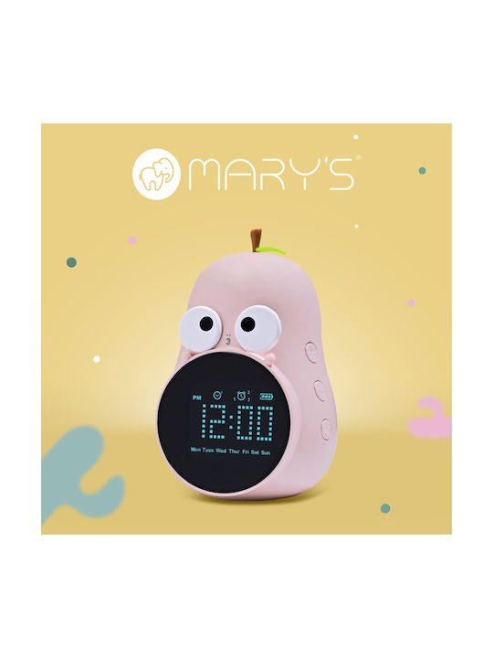 Mary's Επιτραπέζιο Ψηφιακό Ρολόι Πλαστικό με Ξυπνητήρι Ροζ MW20778