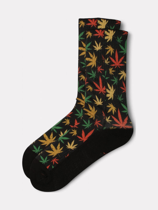 Sock #doyoudaresocks By Dimi Socks Digital Printed Casual Weed Ds70016-black