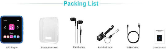 Joliker MP3 Player (32GB) with IPS Touch Screen 1.8" Blue MY532GB