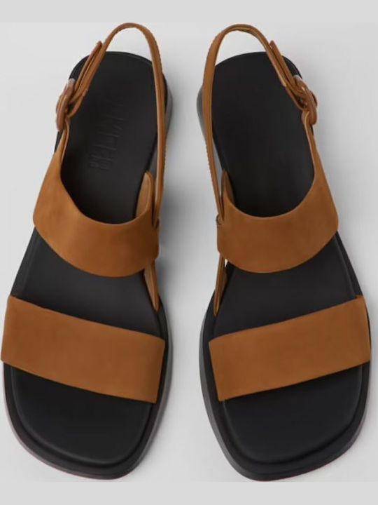 Dana Leather Women's Flat Sandals in Brown Color