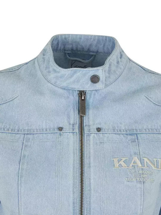 Retro Κοντό Γυναικείο Τζιν Μπουφάν Bleached Blue