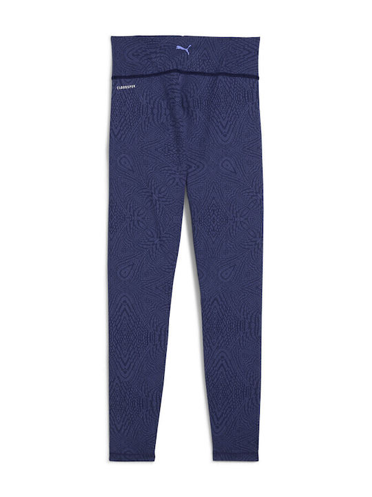 Colanti de femei Cropped Colanti Talie inalta Blue Crystal