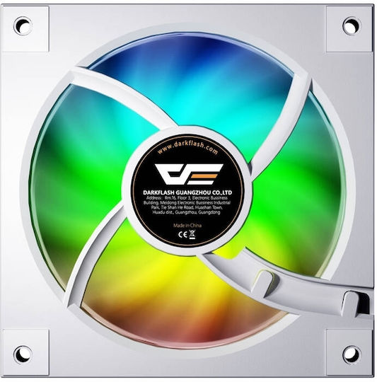 Darkflash DM20 Case Fan 120mm (1600rpm / 56cfm) with ARGB Lighting and 3-Pin / 4-Pin PWM Connection White