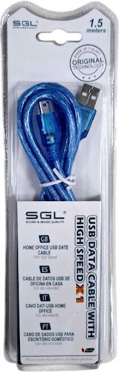 SGL USB 2.0 Cable USB-A male - mini USB-A male Μαύρο 1.5m (097572)
