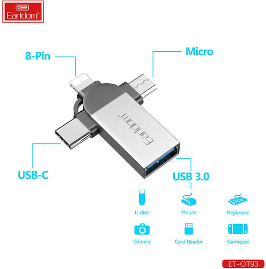 Earldom Ot93 Konverter Thunderbolt / USB-C / Micro-USB männlich zu USB-A weiblich 1Stück