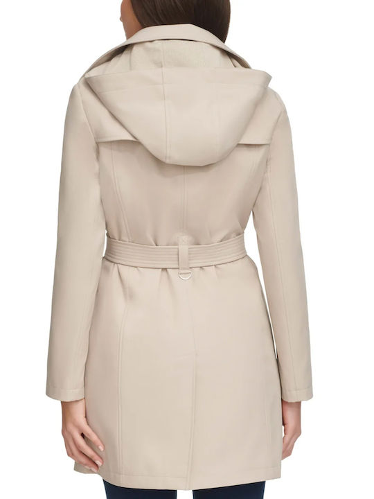 Women's Ecru Coat with Belt