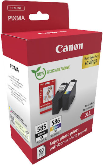 Canon PG-585XL / CL-586XL Original Photo Value Pack with 2 InkJet Printer Inks Black / Multiple (Color) (6204C005)