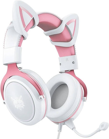 Onikuma X10 Cat Ears Over Ear Gaming Headset με σύνδεση 3.5mm / USB Λευκό