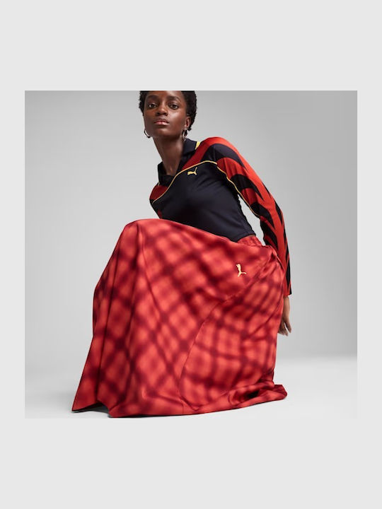 Plissiert Midi Rock Red