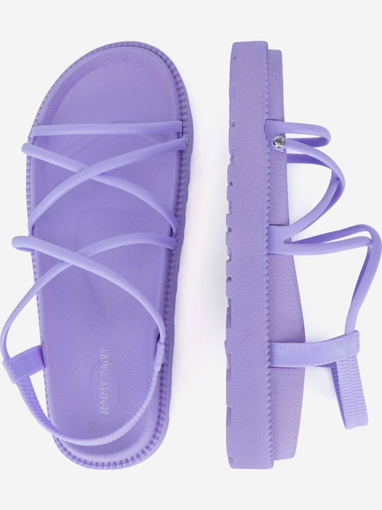 Flache Sandalen für Damen Flatforms in Lila Farbe