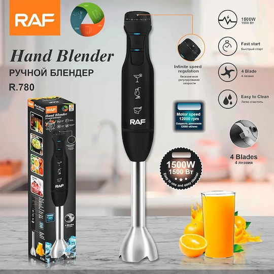 Raf Blender De Mână Cu Tijă Din Inox 1500W Negru