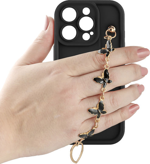 Volte-Tel Butterflies Strap Задна корица Силикон Черен (iPhone 16 Pro)